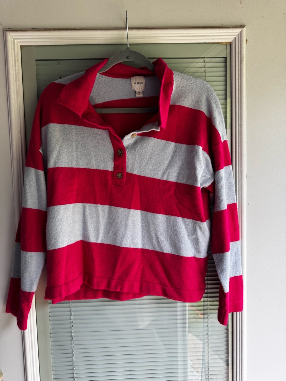 Striped Polo Sweatshirt in pink and Light blue